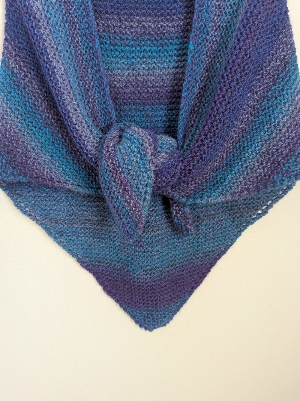 Handmade Crochet Knit Triangle Shawl Poncho Sweater Wrap OS Boho Purple Teal - Picture 5 of 7